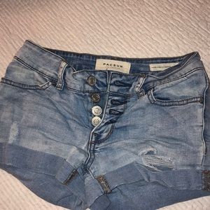 Pacsun Super Stretch Blue Wash Denim Jean shorts